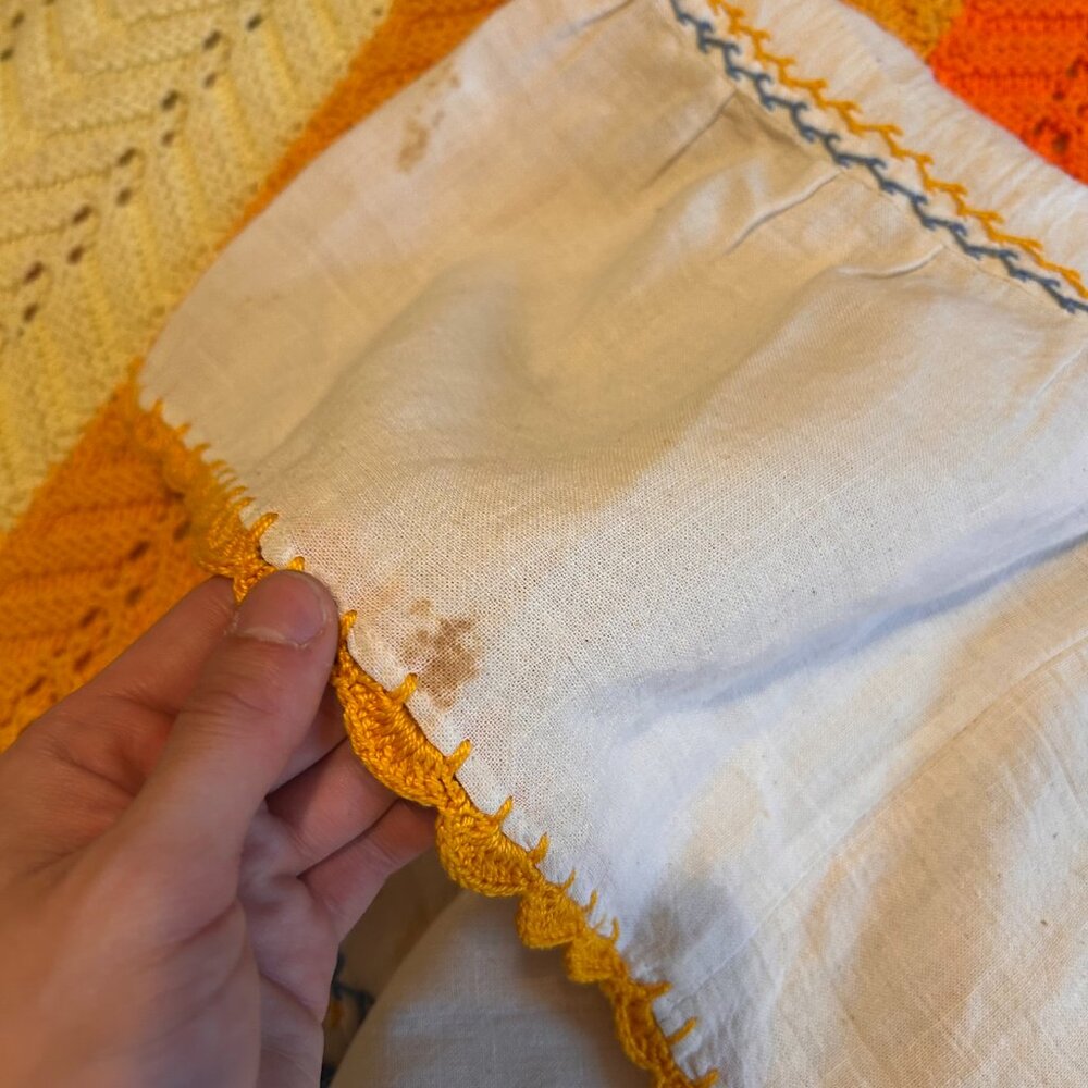 1960s Hippie Hand embroidered crochet edge polycotton Prairie scandinavian maxi - Picture 13 of 14